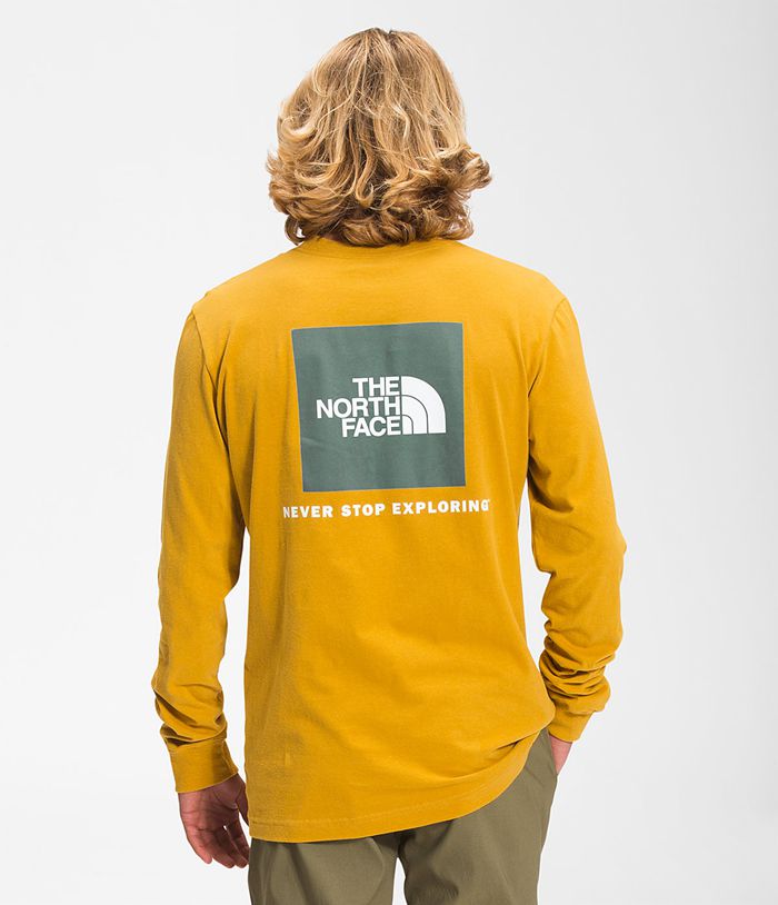 Camiseta The North Face Hombre Manga Larga Box Nse Amarillo - Peru 40597YONR